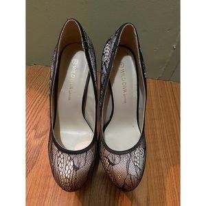 Lace black / beige heels